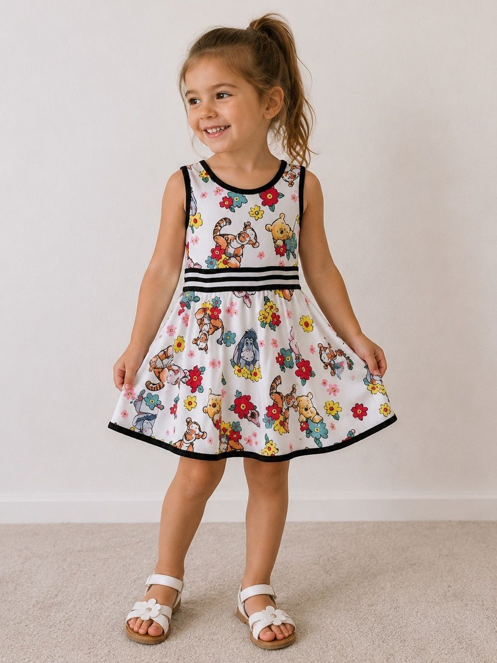 Disney Winnie The Pooh Toddler Girls Fit and Flare Ultra Soft Dress Size 4T